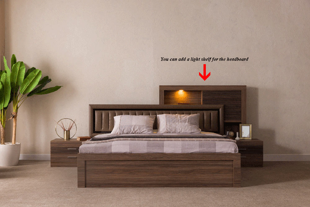 ESF Furniture - Lindo 4 Piece Queen Size Storage Bedroom Set w/led in Brown Tones - LINDOQS-4SET