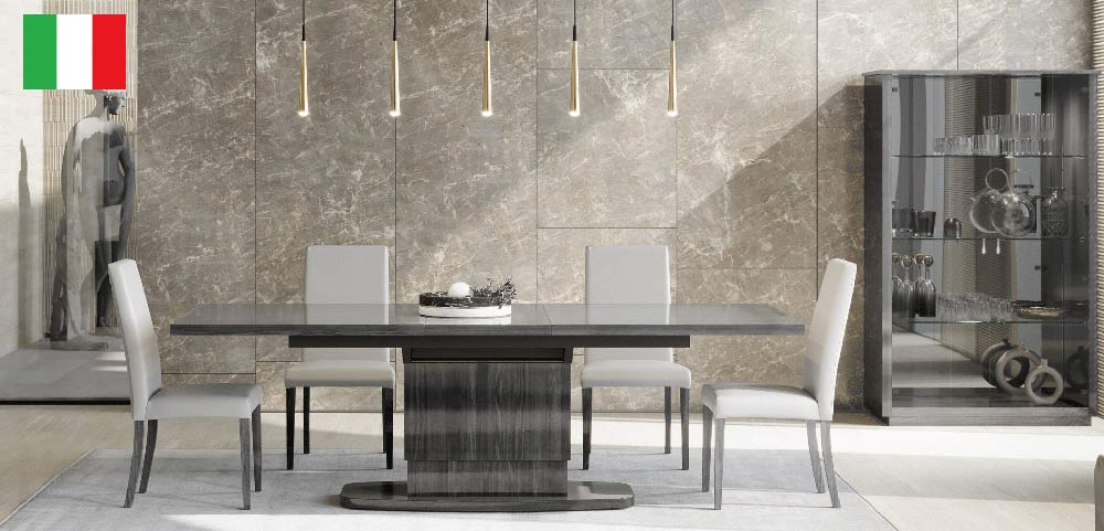 ESF Furniture - Vulcano Dining Table w/ Exten 1 Extension leaf in Luxury Grey Oak - VULCANOTABLE