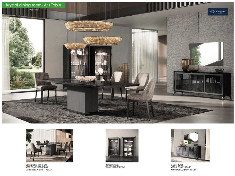 ESF Furniture - Aris Krystal 3 Door Buffet with Mirror in Onyx - ARIS3DOORBUFFET-MIRROR