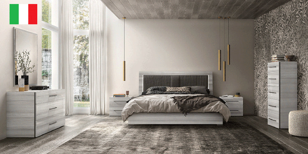 ESF Furniture - Mia 5 Piece Queen Size Bedroom Set in Silver Grey - MIAQSBED-5SET