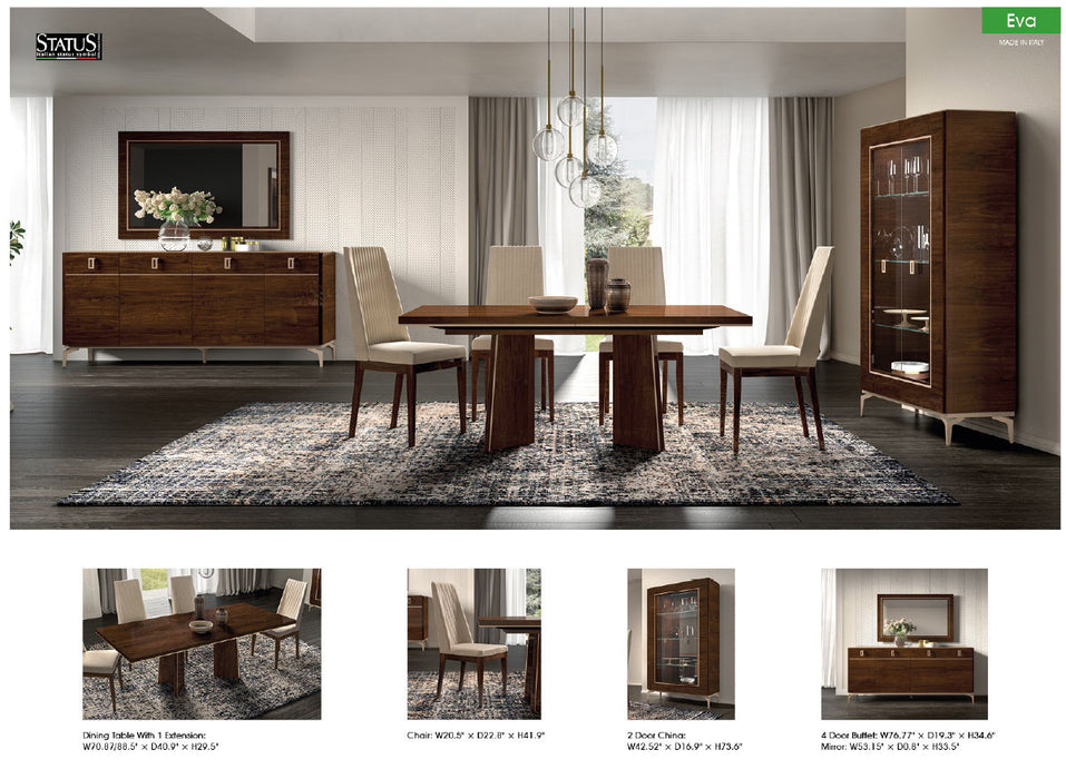 ESF Furniture - Eva 4 Door Buffet with Mirror in Walnut - EVABUFFET-MIRROR - GreatFurnitureDeal
