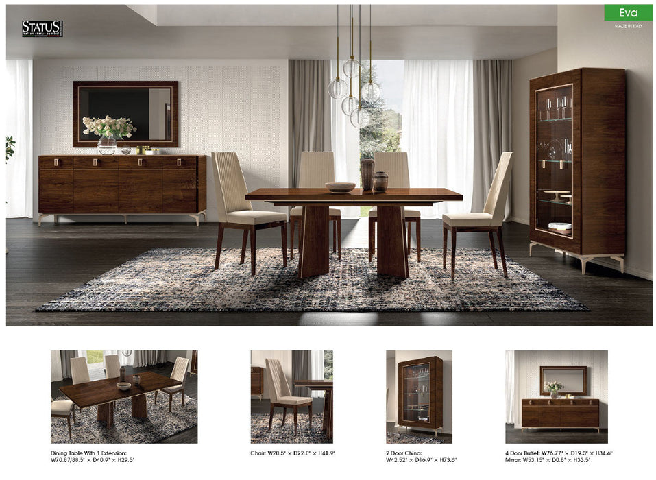 ESF Furniture - Eva 5 Piece Dining Room Set in Walnut - EVATABLE-CHAIR-5SET - GreatFurnitureDeal