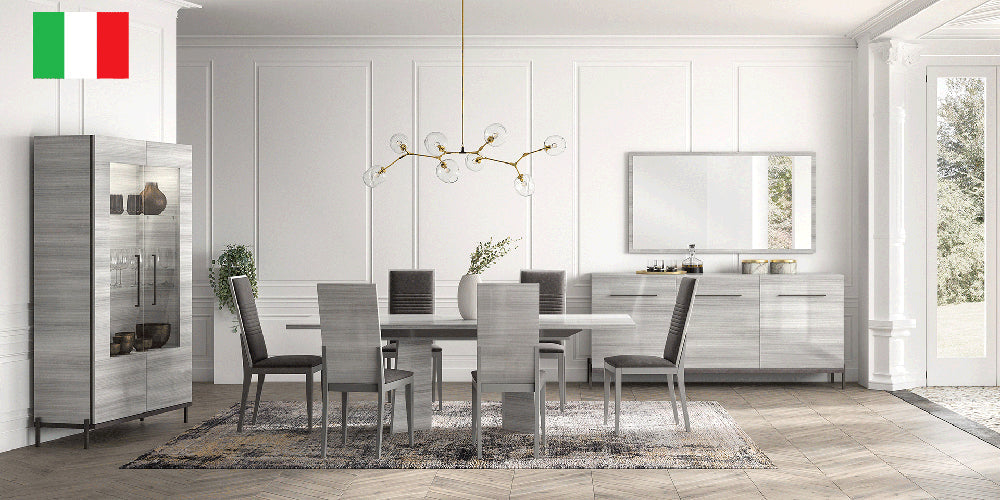 ESF Furniture - Mia 12 Piece Dining Room Set in Silver Grey - MIATABLE-12SET