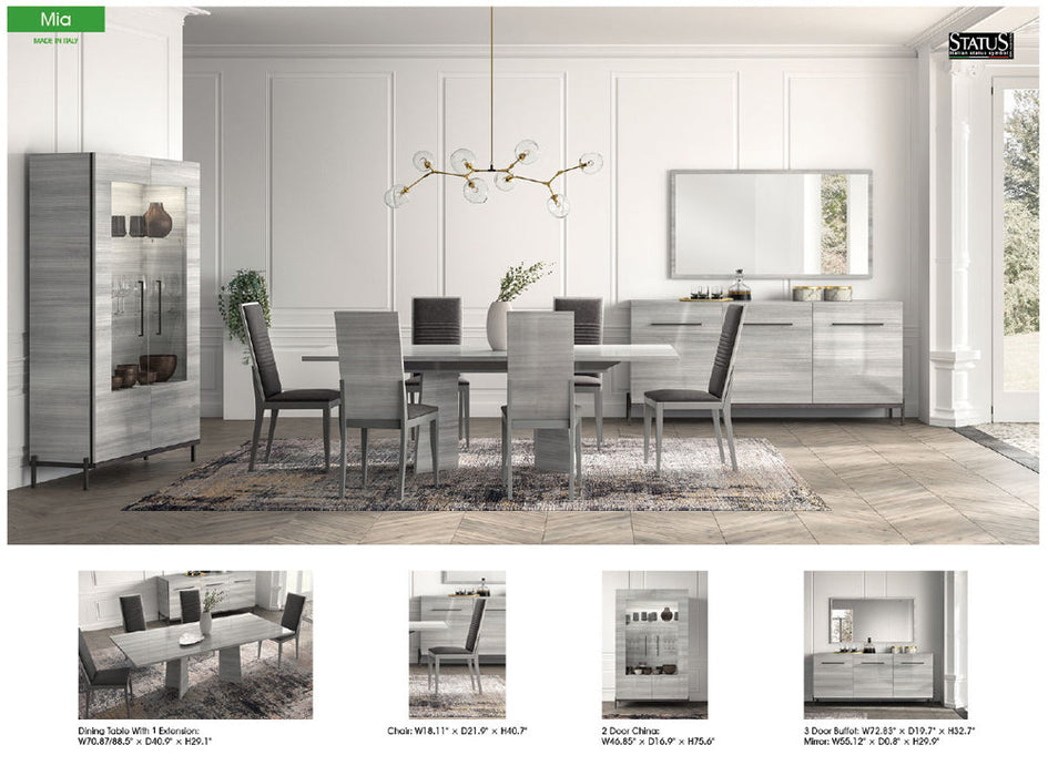 ESF Furniture - Mia 7 Piece Dining Room Set in Silver Grey - MIATABLE-7SET