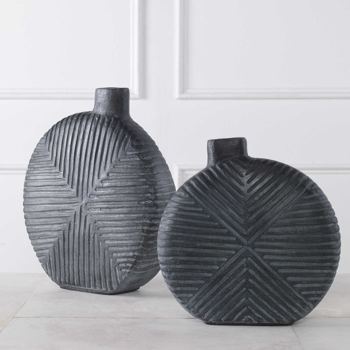 Uttermost - Viewpoint Aged Black Vases, Set/2 - 17114 - GreatFurnitureDeal