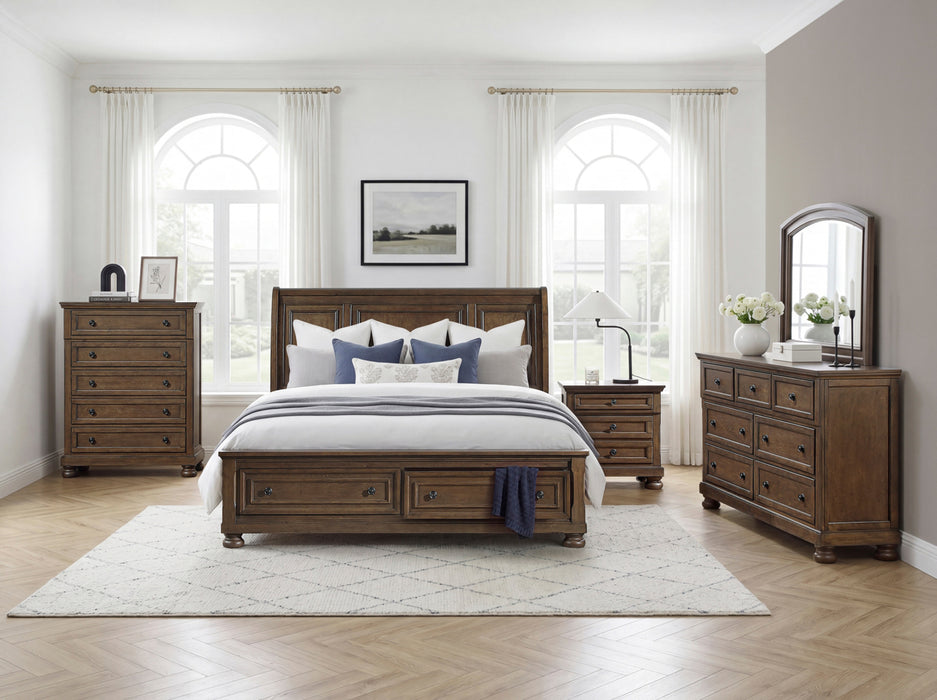 Homelegance - Begonia 4 Piece Cal King Bedroom Set in Brown - 1718KBR-1CK*4