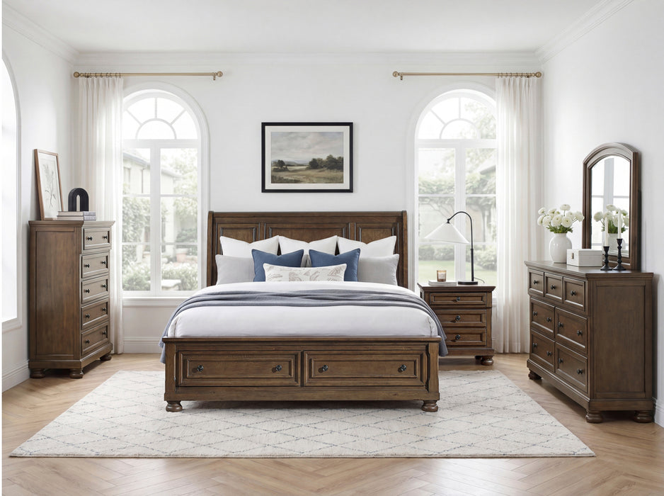 Homelegance - Begonia Cal King Platform Bed with Footboard Storage in Brown - 1718KBR-1CK*