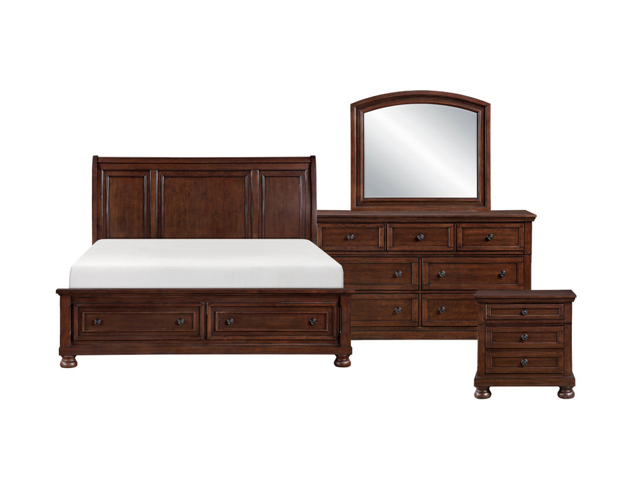 Homelegance - Begonia King Platform Bed with Footboard Storage in Brown Cherry - 1718KNC-1EK*