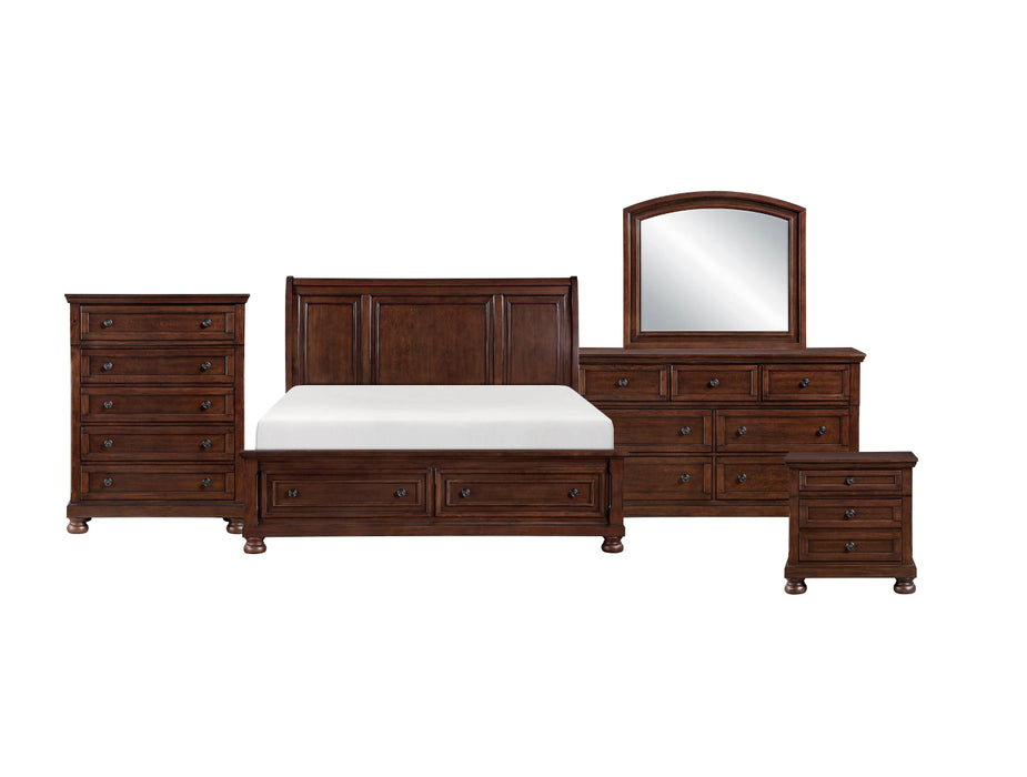 Homelegance - Begonia Cal King Platform Bed with Footboard Storage in Brown Cherry - 1718KNC-1CK*