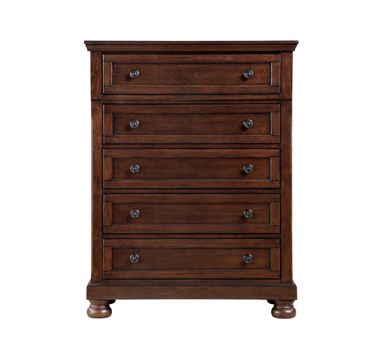 Homelegance - Begonia 5 Piece Cal King Bedroom Set in Brown Cherry - 1718KNC-1CK*9