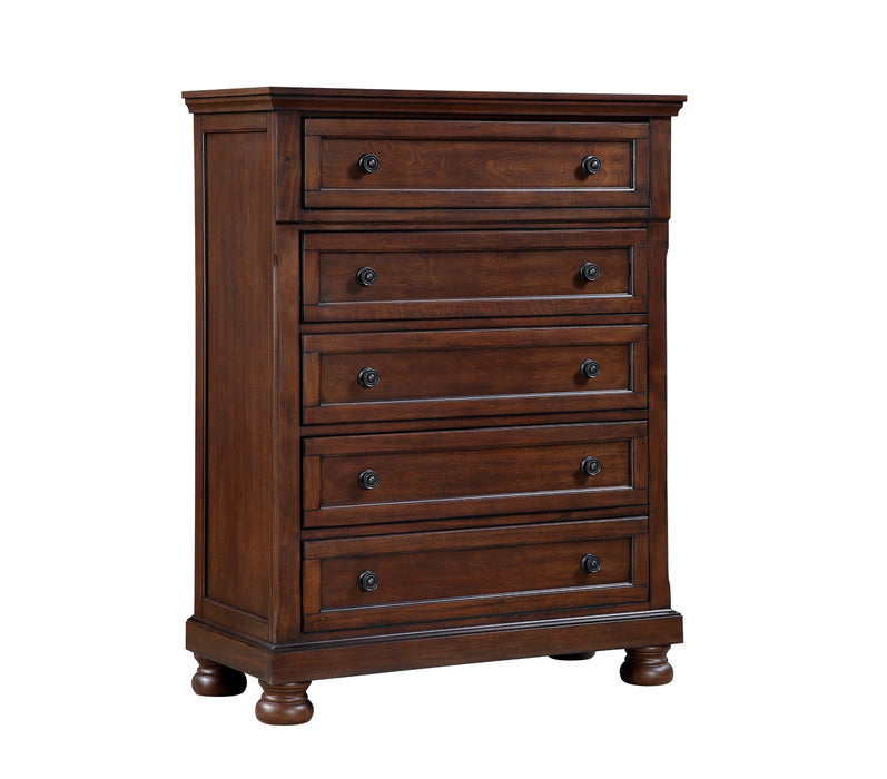 Homelegance - Begonia 5 Piece Queen Bedroom Set in Brown Cherry - 1718KNC-1*9