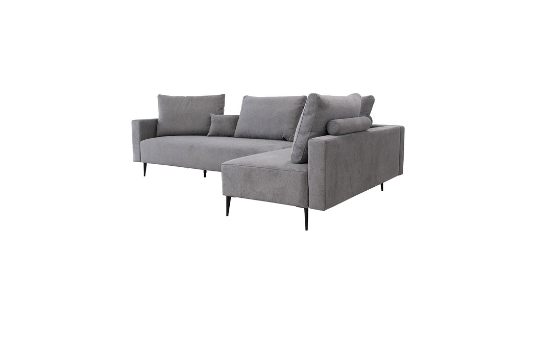 ESF Furniture - Redford Sectional with Moonap Wooden Top in Grey - REDFORD-GREY