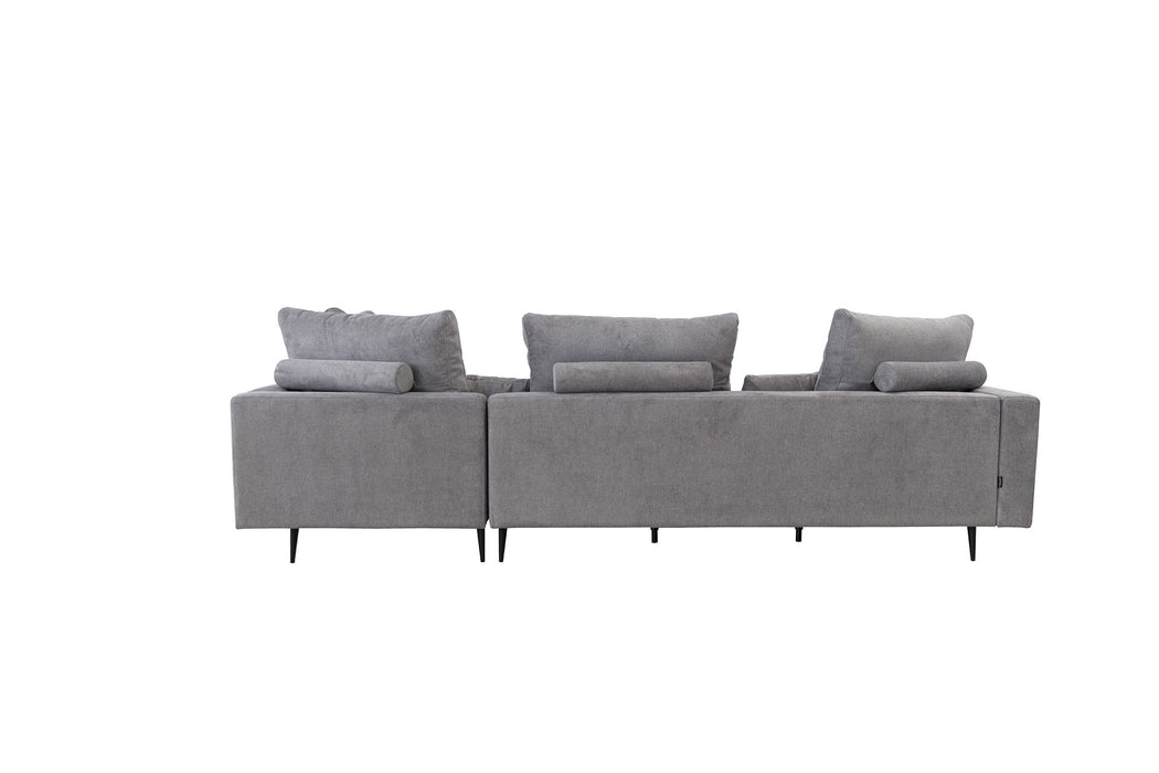 ESF Furniture - Redford Sectional with Moonap Wooden Top in Grey - REDFORD-GREY