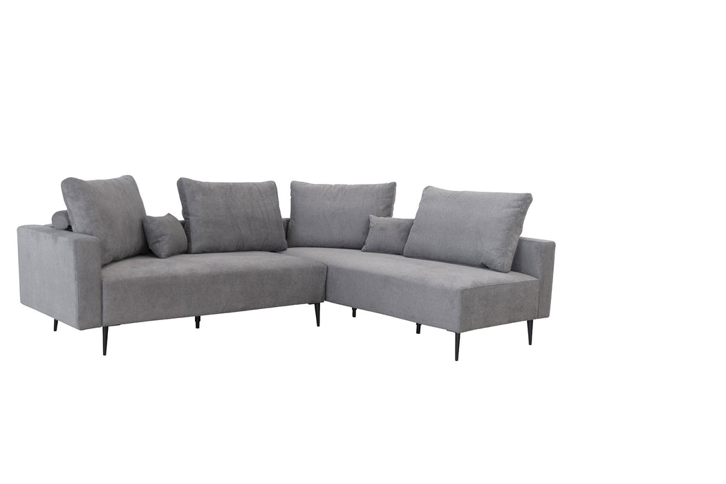 ESF Furniture - Redford Sectional with Moonap Wooden Top in Grey - REDFORD-GREY