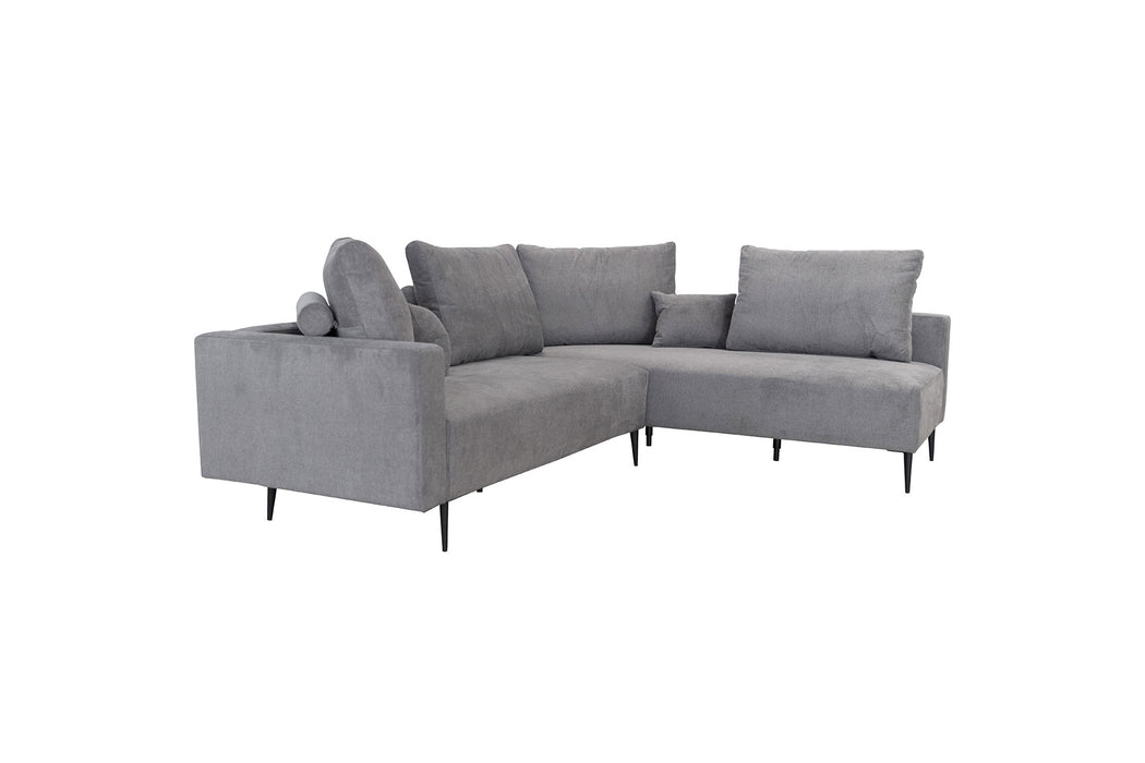 ESF Furniture - Redford Sectional with Moonap Wooden Top in Grey - REDFORD-GREY