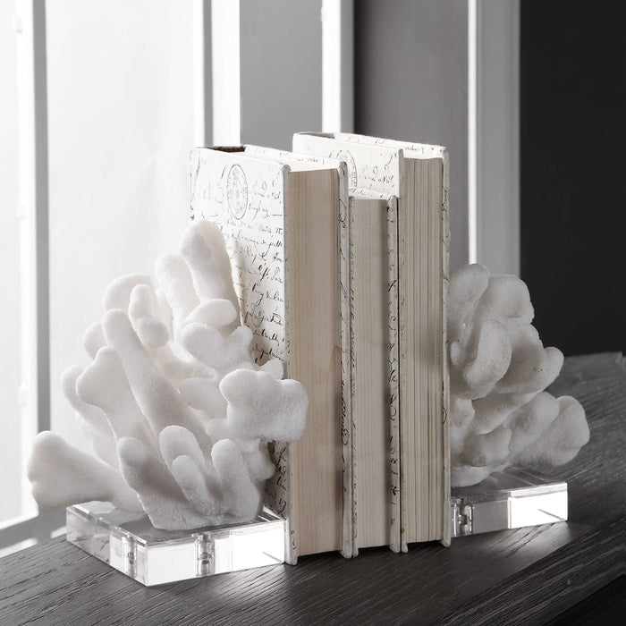 Uttermost - Charbel White Bookends, Set/2 - 17549