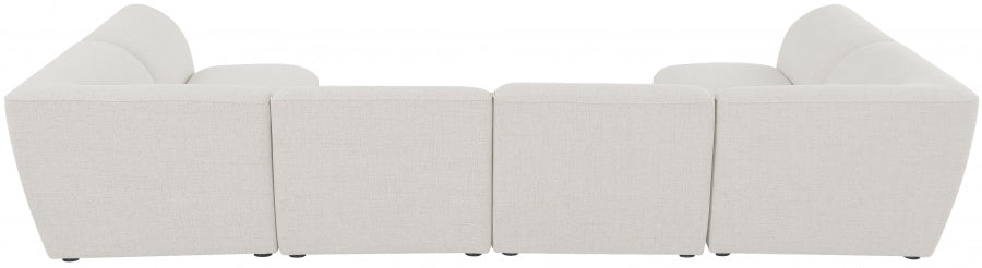 Meridian Furniture - Miramar 142" Linen Textured Fabric Upholstered 6 Piece Modular Sectional - 683Cream-Sec6D
