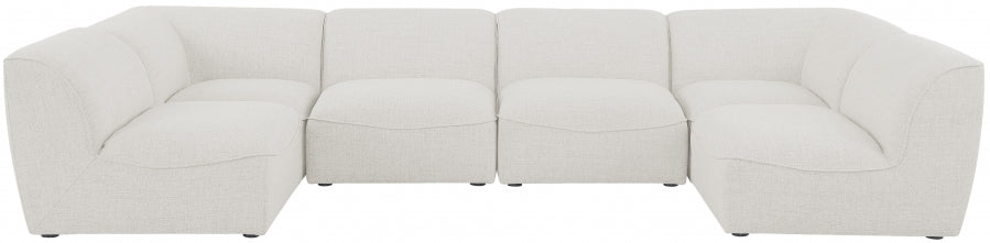 Meridian Furniture - Miramar 142" Linen Textured Fabric Upholstered 6 Piece Modular Sectional - 683Cream-Sec6D