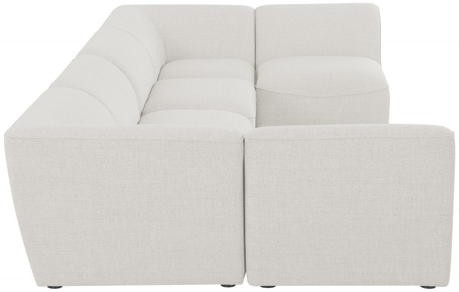 Meridian Furniture - Miramar 142" Linen Textured Fabric Upholstered 6 Piece Modular Sectional - 683Cream-Sec6D
