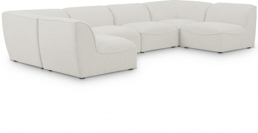 Meridian Furniture - Miramar 142" Linen Textured Fabric Upholstered 6 Piece Modular Sectional - 683Cream-Sec6D