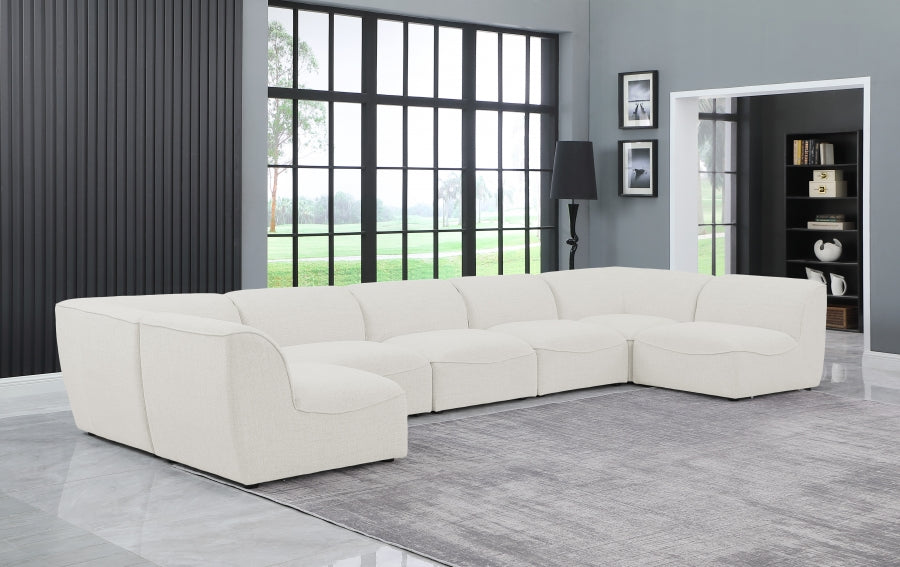 Meridian Furniture - Miramar 175" Linen Textured Fabric Upholstered 7 Piece Modular Sectional - 683Cream-Sec7B - GreatFurnitureDeal