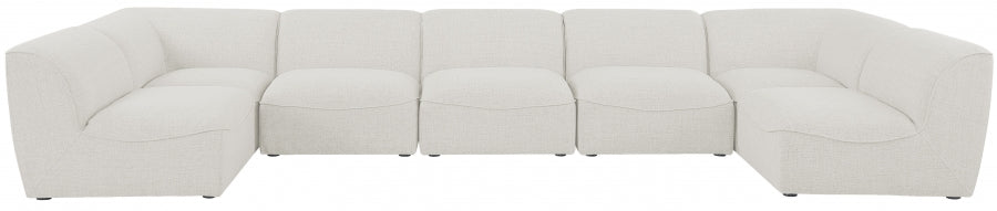 Meridian Furniture - Miramar 175" Linen Textured Fabric Upholstered 7 Piece Modular Sectional - 683Cream-Sec7B - GreatFurnitureDeal