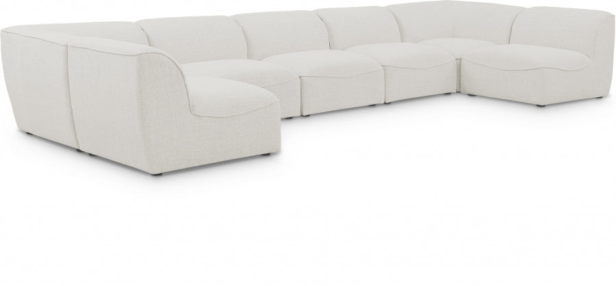 Meridian Furniture - Miramar 175" Linen Textured Fabric Upholstered 7 Piece Modular Sectional - 683Cream-Sec7B - GreatFurnitureDeal