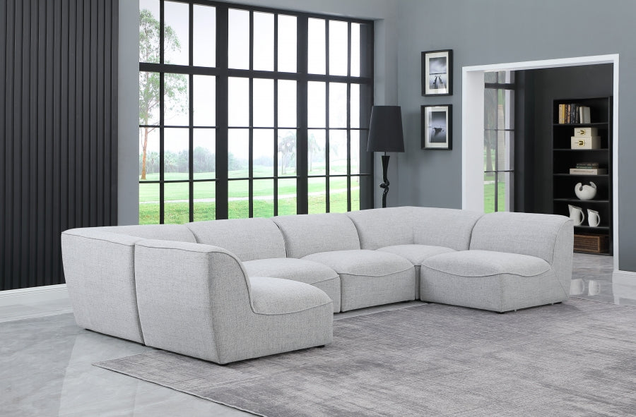 Meridian Furniture - Miramar 142" Linen Textured Fabric Upholstered 6 Piece Modular Sectional - 683Grey-Sec6D