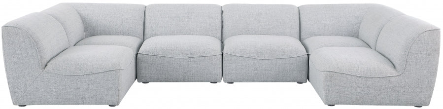 Meridian Furniture - Miramar 142" Linen Textured Fabric Upholstered 6 Piece Modular Sectional - 683Grey-Sec6D