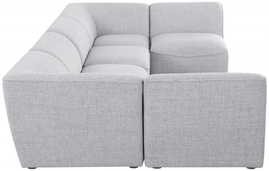 Meridian Furniture - Miramar 142" Linen Textured Fabric Upholstered 6 Piece Modular Sectional - 683Grey-Sec6D