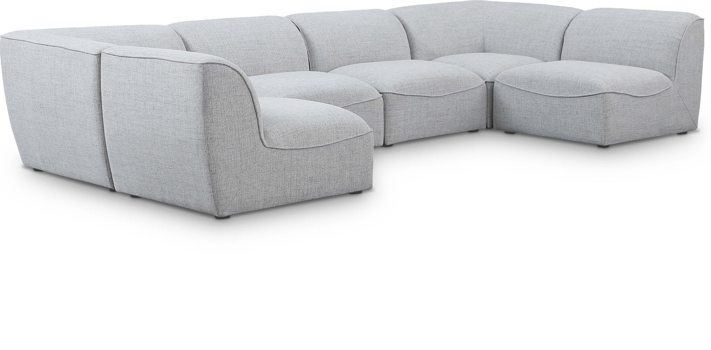 Meridian Furniture - Miramar 142" Linen Textured Fabric Upholstered 6 Piece Modular Sectional - 683Grey-Sec6D