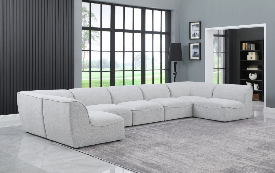 Meridian Furniture - Miramar 175" Linen Textured Fabric Upholstered 7 Piece Modular Sectional - 683Grey-Sec7B - GreatFurnitureDeal