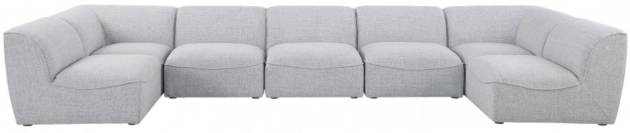 Meridian Furniture - Miramar 175" Linen Textured Fabric Upholstered 7 Piece Modular Sectional - 683Grey-Sec7B - GreatFurnitureDeal