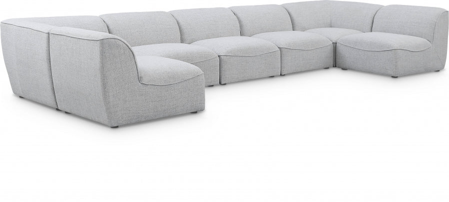 Meridian Furniture - Miramar 175" Linen Textured Fabric Upholstered 7 Piece Modular Sectional - 683Grey-Sec7B - GreatFurnitureDeal