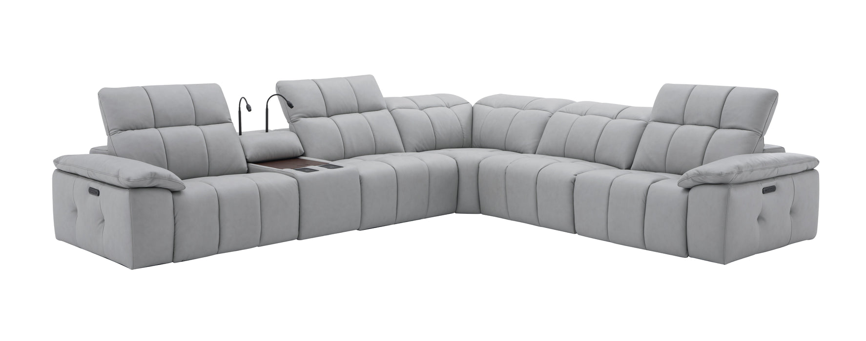 J&M Furniture - Beaumont Light Gray Leather Sectional - 176652-LG - GreatFurnitureDeal