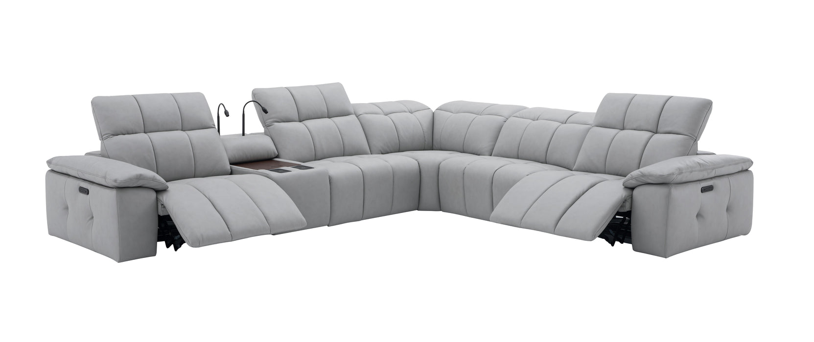 J&M Furniture - Beaumont Light Gray Leather Sectional - 176652-LG - GreatFurnitureDeal