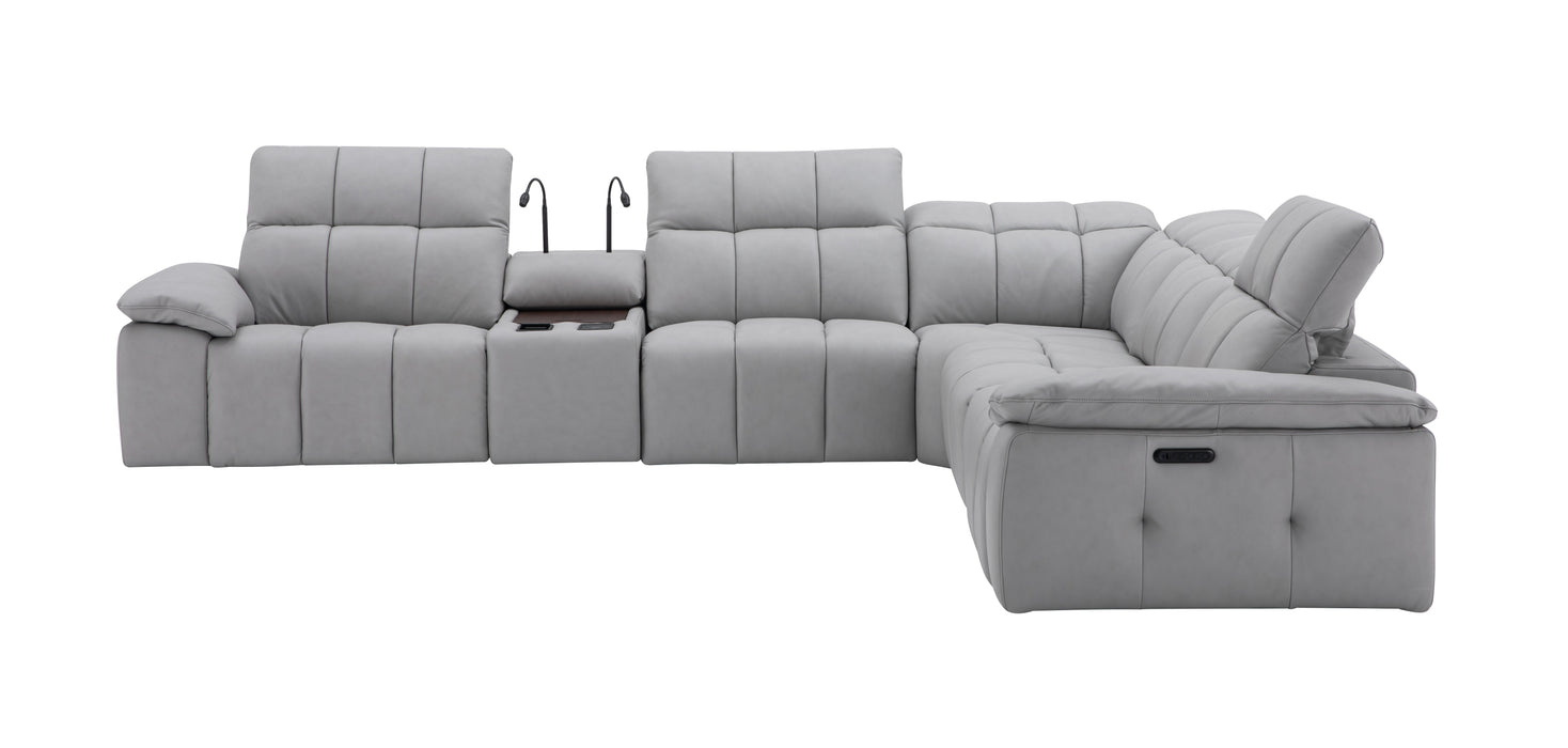 J&M Furniture - Beaumont Light Gray Leather Sectional - 176652-LG - GreatFurnitureDeal