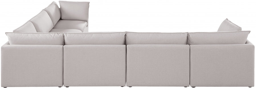 Meridian Furniture - Mackenzie 160" Linen Textured Fabric Upholstered 6 Piece Modular Sectional - 688Beige-Sec6A - GreatFurnitureDeal