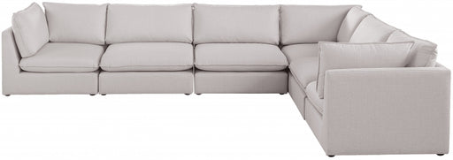 Meridian Furniture - Mackenzie 160" Linen Textured Fabric Upholstered 6 Piece Modular Sectional - 688Beige-Sec6A - GreatFurnitureDeal
