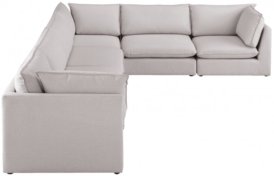 Meridian Furniture - Mackenzie 160" Linen Textured Fabric Upholstered 6 Piece Modular Sectional - 688Beige-Sec6A - GreatFurnitureDeal
