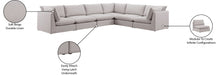 Meridian Furniture - Mackenzie 160" Linen Textured Fabric Upholstered 6 Piece Modular Sectional - 688Beige-Sec6A - GreatFurnitureDeal