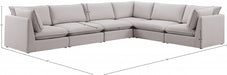 Meridian Furniture - Mackenzie 160" Linen Textured Fabric Upholstered 6 Piece Modular Sectional - 688Beige-Sec6A - GreatFurnitureDeal
