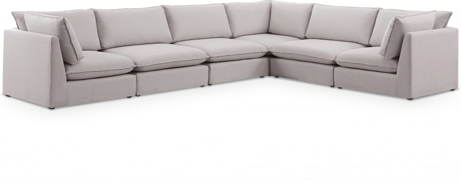 Meridian Furniture - Mackenzie 160" Linen Textured Fabric Upholstered 6 Piece Modular Sectional - 688Beige-Sec6A - GreatFurnitureDeal