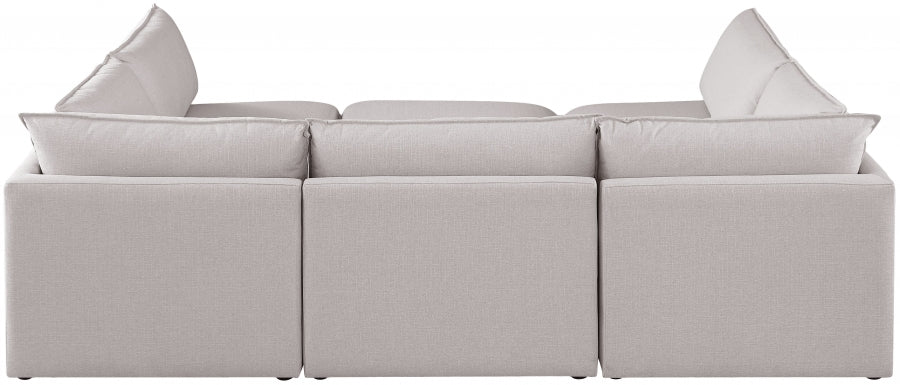Meridian Furniture - Mackenzie 120" Linen Textured Fabric Upholstered 6 Piece Modular Sectional - 688Beige-Sec6D - GreatFurnitureDeal
