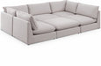 Meridian Furniture - Mackenzie 120" Linen Textured Fabric Upholstered 6 Piece Modular Sectional - 688Beige-Sec6D - GreatFurnitureDeal