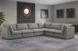 Meridian Furniture - Mackenzie 160" Linen Textured Fabric Upholstered 6 Piece Modular Sectional - 688Grey-Sec6A - GreatFurnitureDeal