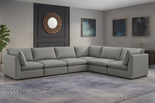 Meridian Furniture - Mackenzie 160" Linen Textured Fabric Upholstered 6 Piece Modular Sectional - 688Grey-Sec6A - GreatFurnitureDeal
