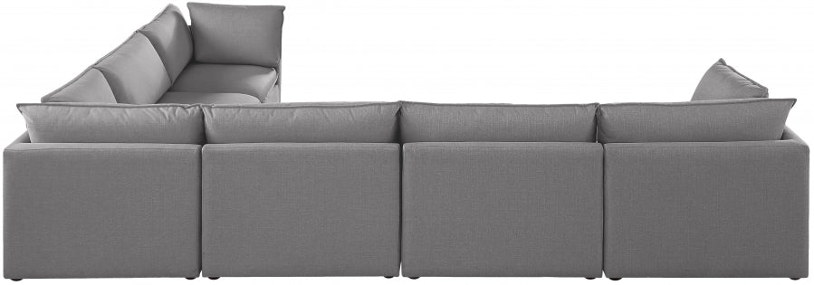 Meridian Furniture - Mackenzie 160" Linen Textured Fabric Upholstered 6 Piece Modular Sectional - 688Grey-Sec6A - GreatFurnitureDeal