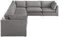 Meridian Furniture - Mackenzie 160" Linen Textured Fabric Upholstered 6 Piece Modular Sectional - 688Grey-Sec6A - GreatFurnitureDeal
