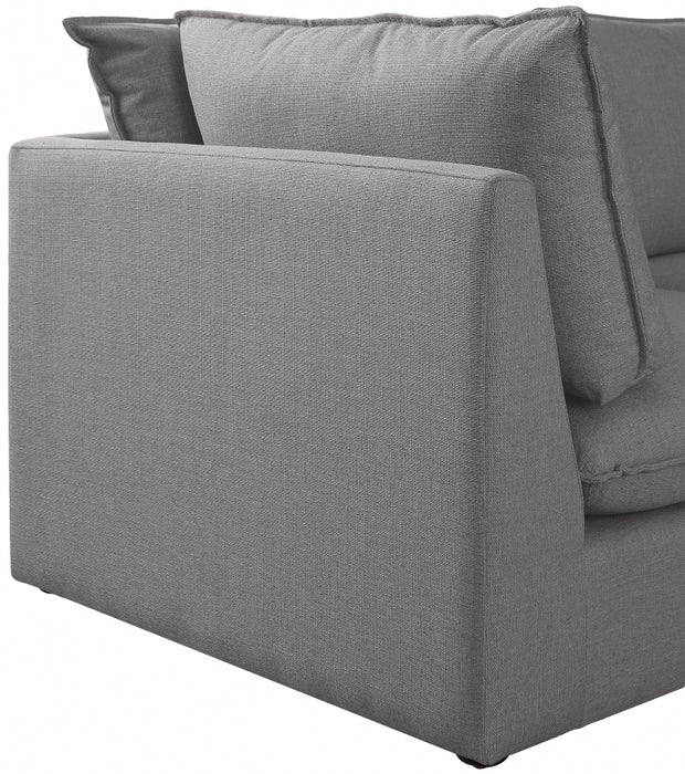 Meridian Furniture - Mackenzie 160" Linen Textured Fabric Upholstered 6 Piece Modular Sectional - 688Grey-Sec6A - GreatFurnitureDeal